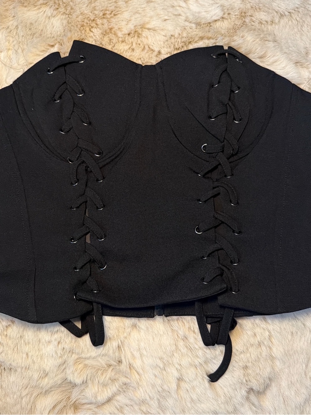 Black Lace-Up Corset Top - Women